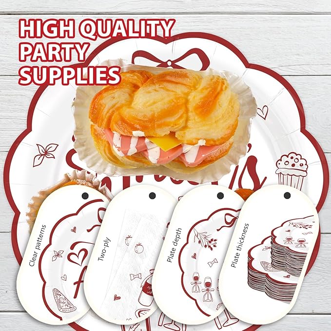 168Pcs That's Amore Plates and Napkins Disposable Italian Themed Party Decoration Pizza And Wine Bachelorette Party Tableware Set For Valentines Wedding Bridal Shower Engagement Bachelorette Supplies