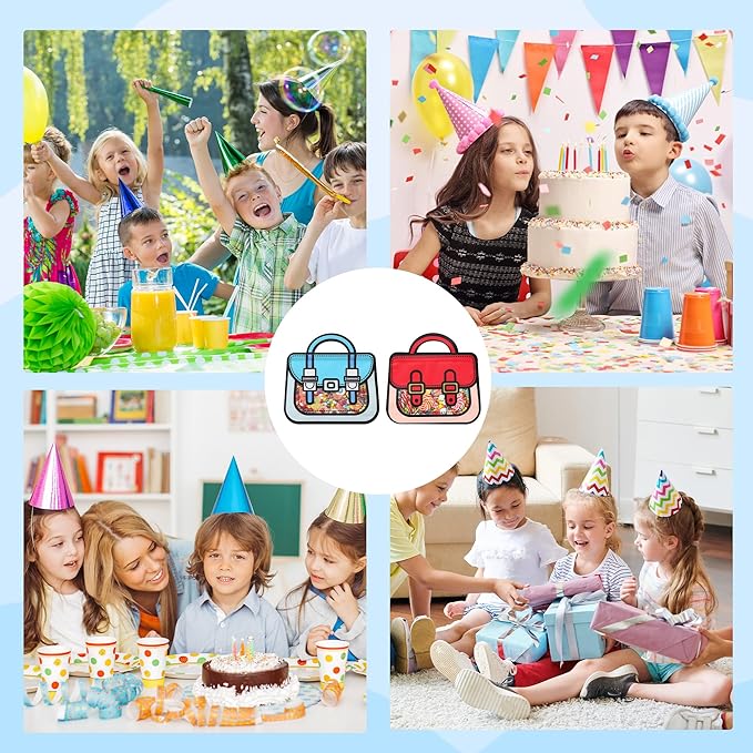 Lati Small 24PCS Birthday Party Favors Goodie Bags - Cartoon Style Durable Plastics Gift with Handles for Candy Treats,Events