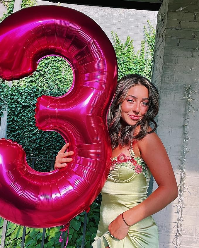 13 Balloon Number, Hot Pink Number 13th 31th Birthday Balloons 40 Inch, 13 or 31 Years Old Hot Pink Birthday Decorations for Boys Girls, 13th Anniversary Decorations
