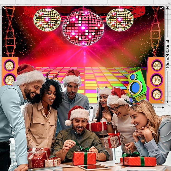 Dance Party Backdrop Retro 80s 90s Theme Stage Dance Ball Music Birthday Party Decoration DJ Photography Background 5X3 ft for Baby Shower Picture Photo Shoot Polyester Fabric, Green
