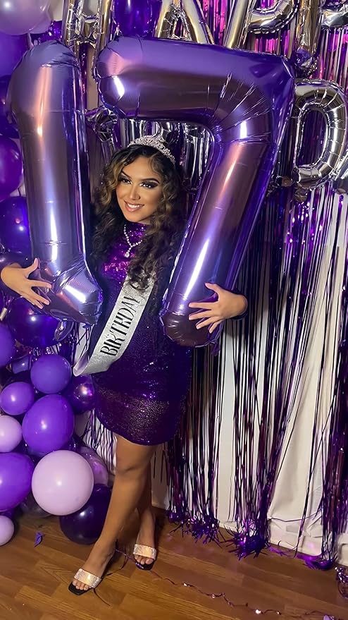 Birthday Number Balloons 40 Inch, 1 Balloon for Birthday Party, Purple One Balloons Foil Number 1 Ballon for 1, 10, 13, 16, 18, 21, 100 Celebration, Boy and Girl, Baby Shower, Anniversary Decor