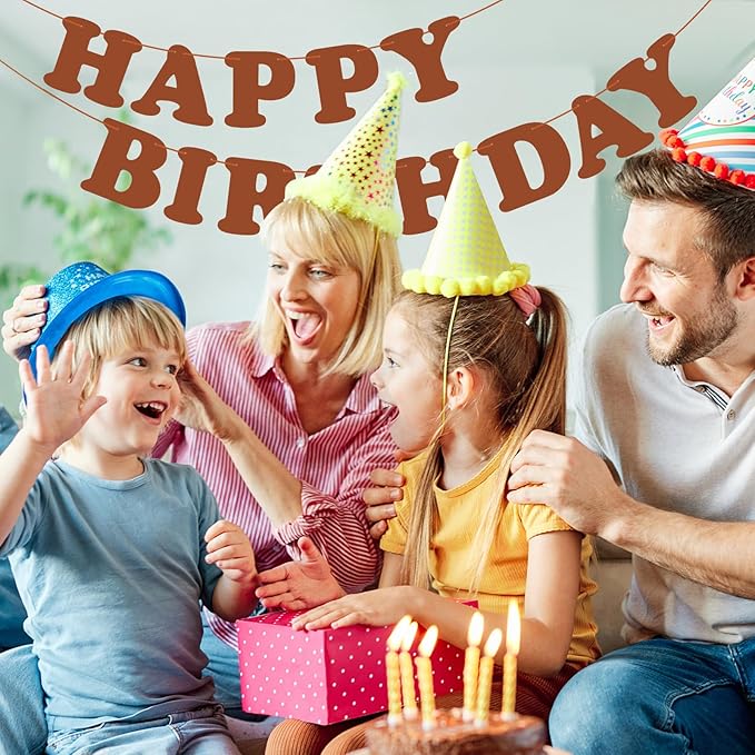 Brown Happy Birthday Banner Birthday Party Decorations Sign Birthday Backdrop Party Supplies Happy Birthday Bunting Banner for Kids Adults