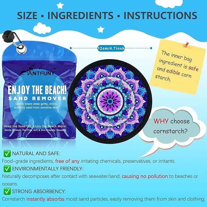 Antfuny 3 Packs Sand Remover for Beach Family Women Wipe Off Mitt Duster Brush Cup Holder Game Toy Cruise Ship Accessories Summer Vacation Must Have Hawaii Trip Essential Honeymoon Gift Towel