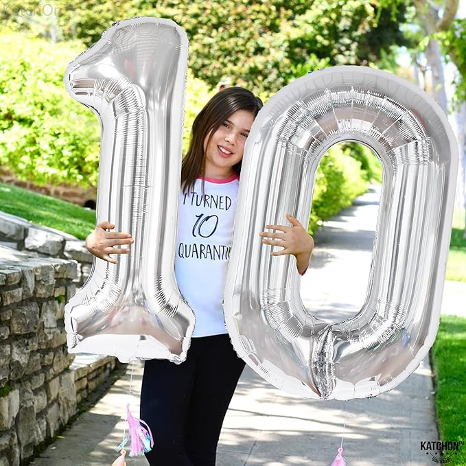 Giant, 40 Inch Silver Number 0 Balloon - Mylar 0 Number Balloon | Silver 0 Balloon for Balloons Party Decorations | 0 Number Balloon for Birthday Party, Anniversary Decorations