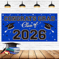 Graduation Party Decorations 2026 Plastic Backdrop - 65" x 32.7" Congrats Grad Banner in Blue, Large Class of 2026 Decorations, Photography & Grad Party Supplies