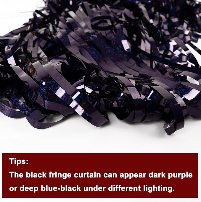 Black Backdrops Curtains Party Decorations, Tinsel Streamers Birthday Decoration for 30th Her Him, Photo Booth Props for Graduation, Wedding, 2Pack 3.28X8.2Ft