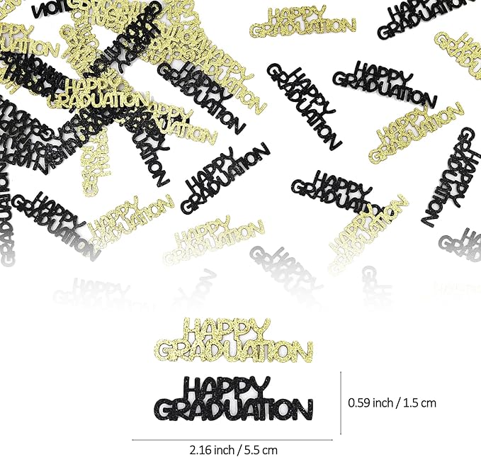 Black Gold Happy Graduation Confetti Class of 2026, 120 PCS Glitter Graduation Decorations 2026, Grad Confetti for Grad Party Decorations.
