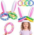 Max Fun Easter Bunny Inflatable Ring Toss Games for Kids Easter Indoor Outdoor Party Games Carnival Toss Game for Easter Party Favors