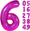 Laser Hot Pink 6 Balloon, Number Balloons 40 Inch, 6th Balloons for Birthday Decorations, Laser Hot Pink Party Supplies 6 Birthday Balloon, Number 6 Balloon