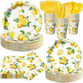 Honeydak 210 Pcs Lemon Party Decorations Summer Lemon Birthday Party Supplies Plates Napkins and Forks Tableware for Yellow Baby Shower Bridal Shower