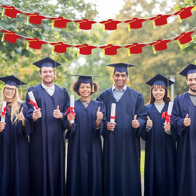 16PCS 2025 Graduation Banner, Hat Congrats Grad Banner with Tassel, Class of 2025 Banner Garland for High School College Graduation Party Decorations Supplies Decor