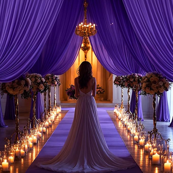 40x10FT Dark Purple Backdrop Curtains for Wedding Parties, Wrinkle Free Polyester Photography Backdrop Drapes for Baby Shower Birthday Parties Stage Background Stand Decorations 4x10ft,10 Panels
