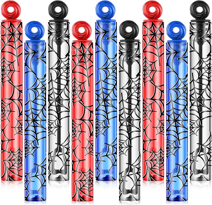 32 Pcs Spider Themed Bubble Wands Spider Bubbles Party Favors for Adult Summer Activity Birthday Gifts Carnival Goody Bag Stuffers Wedding Supplies