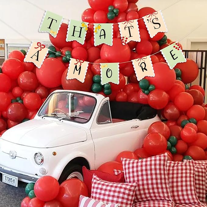 That's Amore Italian Themed Decorative Banner-Wedding Banner Hanging Garland for Bachelorette, Engagement or Wedding Party Decorations Bridal Shower Photo Prop Sign