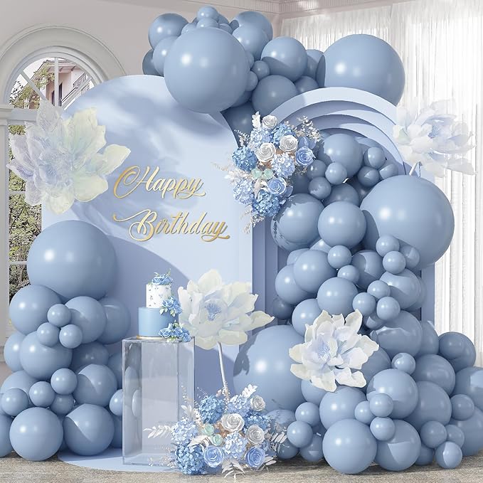 Dusty Blue Balloons Arch Haze Blue Balloons Garland Mist Aqua Fog Balloon Different Sizes 5 10 12 18inch Helium Latex Balloon Boho Birthday Party Decoration Wedding Baby Shower Bachelorette Graduation