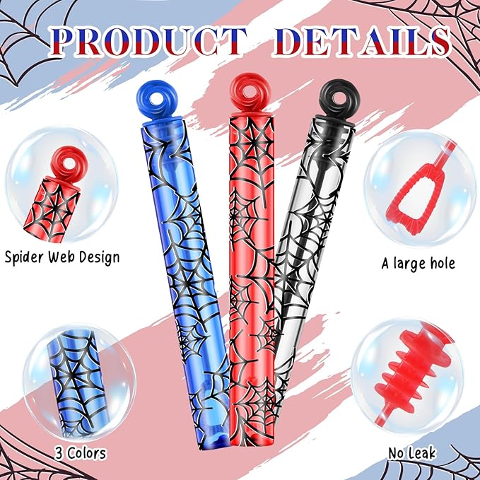 32 Pcs Spider Themed Bubble Wands Spider Bubbles Party Favors for Adult Summer Activity Birthday Gifts Carnival Goody Bag Stuffers Wedding Supplies