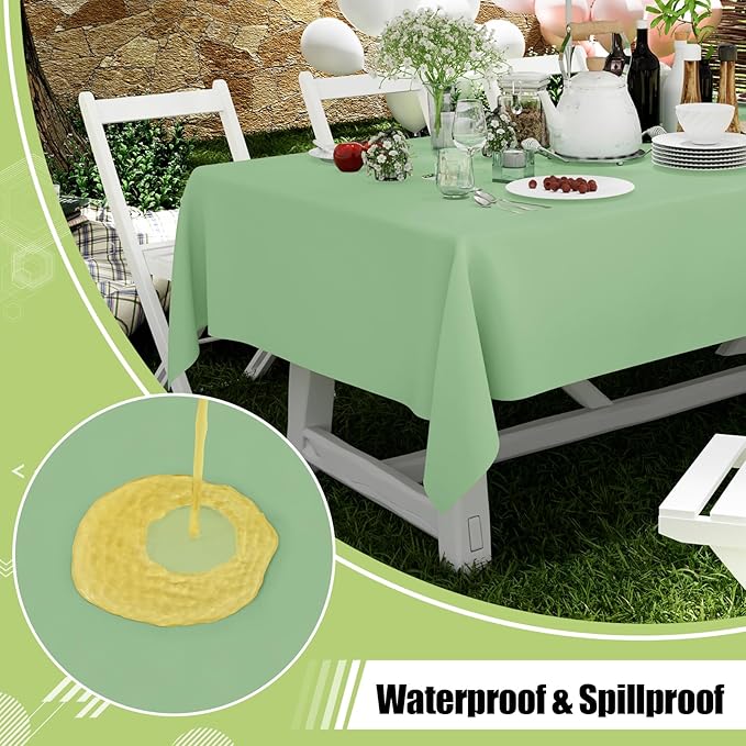 Smiry Disposable Table Cloth - 6 Pack, 54 x 72 Inch Waterproof Rectangle Tablecloths for Parties, Decorative Plastic Table Cover, Leakproof & Sturdy, Sage Green