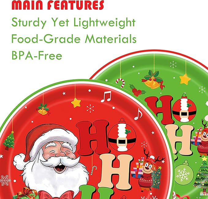 Christmas Party Decorations for 24 Guests – 193 PCS Xmas Party Supplies Set with Plates, Cups, Napkins, Cutlery, Straws & Tablecloth, Festive Tableware Kit for Home Dinner Picnic Holiday