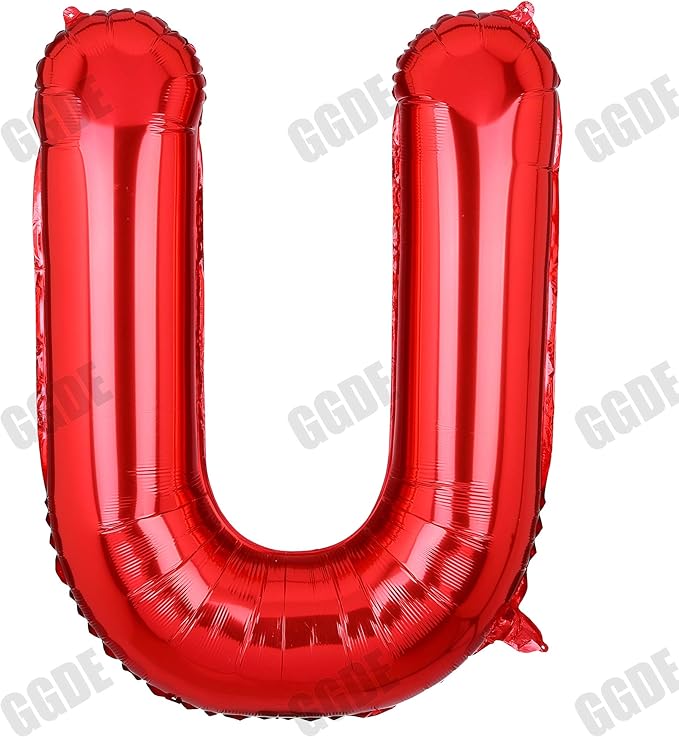 40 Inch Big Red Letter Balloons Foil Mylar Wedding Bachelorette Wedding Birthday Bridal Shower Anniversary Celebration Graduation Party Decoration Alphabet U (A-Z)