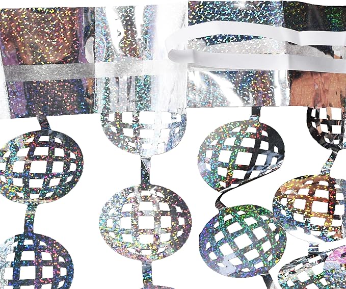 BRAVESHINE Disco Hanging Balls Fringe Backdrop - 2 Pack Silver Tinsel Foil Curtains Streamers for Christmas/70s/80s/90s/Birthdays/Bachelorette/Engagement/Music/Dance/Decades/Disco Party Decorations