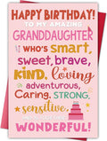 Happy Birthday Card for Granddaughter from Grandparents, Heartwarming Greeting with Positive Words Design, Birthday Card Gift for Granddaughter from Grandma or Grandpa