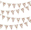 46Ft Vintage Floral Burlap Banner Flower Burlap Triangle Pennant Flag Linen Bunting Garland Streamers for Rustic Birthday Boho Wedding Baby Shower Engagement Camping Spring Easter Party Decorations