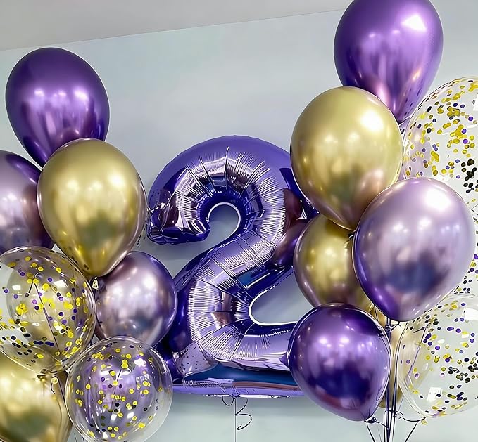 40 Inch Number Balloons, Purple Balloons 12th Birthday Decoration For Woman Man, Foil Number 12 Ballon for 12, 21 Anniversary, Bridal Shower, Graduation, Wedding, New Year, Valentine's Day
