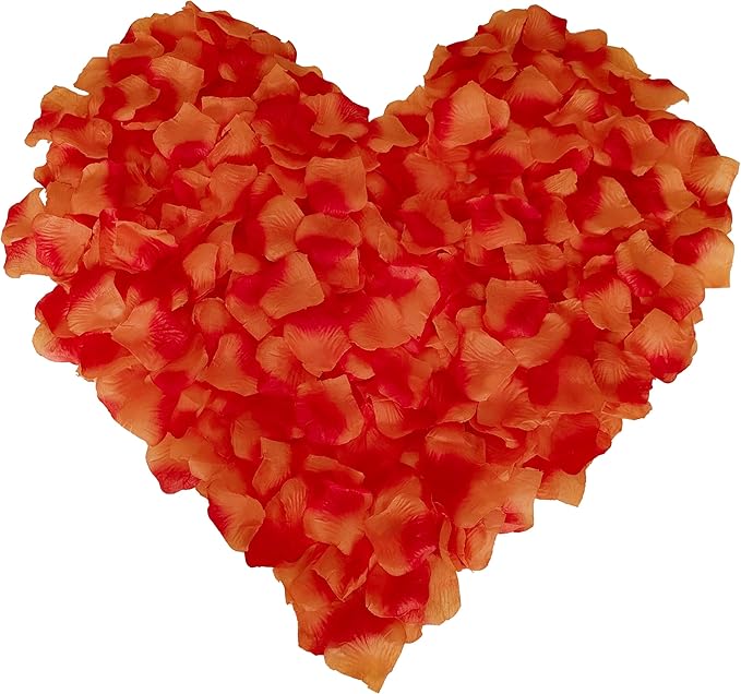1500 Pcs Pre-Separated Artificial Gradient Orange Red Rose Petals, Sunset Flower Petals,Orange Flower Girl Petals for Weddings,Valentine Day,Party,Romantic Decoration