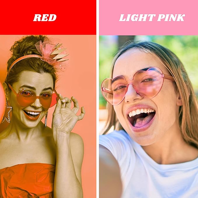 4E's Novelty 2 Pack Heart Shaped Sunglasses for Women - Trendy Glasses for Valentines, Mardi Gras, Men Party Outfit Accessory