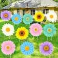 Amyhill 12 Pcs Spring Flower Yard Decoration for Outdoor Floral Daisy Garden Lawn Signs with Stakes Waterproof Hello Spring Decor for Easter Festive Holiday Party Patio Lawn Walkway Decorations