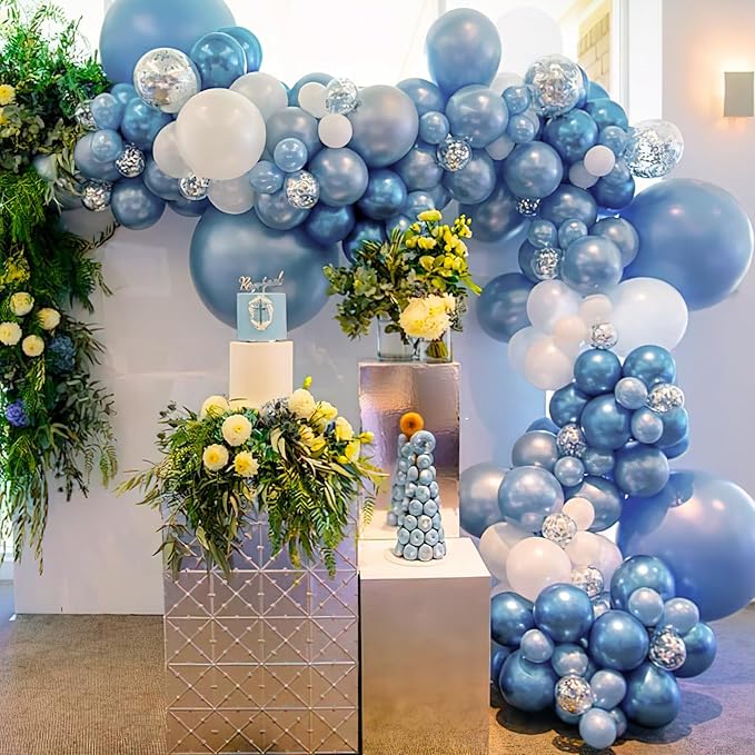 PartyWoo Metallic Light Blue Balloons 50 pcs 5 inch Metallic Baby Blue Small Mini Balloons for Graduation Wedding Baby Shower Gender Reveal Anniversary Birthday Party Decorations Blue-G119