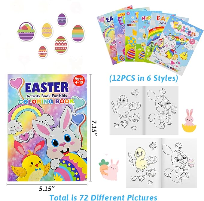 12 Pack Easter Coloring Books for Kids-Easter Day Activity Books for Boys and Girls Ages 2-12, Easters Basket Stuffer Gifts Party Favor Books for Home, School Class Coloring Activity and Decorations