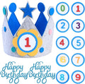 3D Stickers Boy Girls Fabric Crown Gift Party Decoration Birthday Crown 0-9 Replaceable Numbers