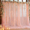 10x10ft Peach Tulle Backdrop Curtain with Lights String for Parites, Sheer Photo Backdrop Curtains for Wedding Baby Shower Birthday Party Photo Shoot Background Decorations