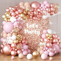 Rose Gold Balloons Arch Garland Kit 164pcs Pastel Pink Chrome Gold Balloon in Different Sizes with Confetti Balloons for Mothers Day Bridal Shower Princess Girl Birthday Baby Shower Party Decorations