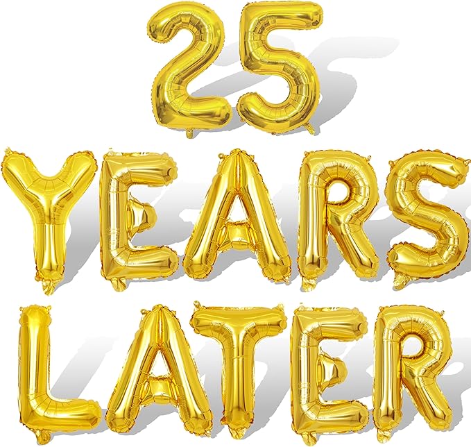 Gold 25 Years Later Letter Balloons 16in Balloon Foil Letter Decorations Party Decor Gold Letter Balloons 25 Years Later Party Supplies