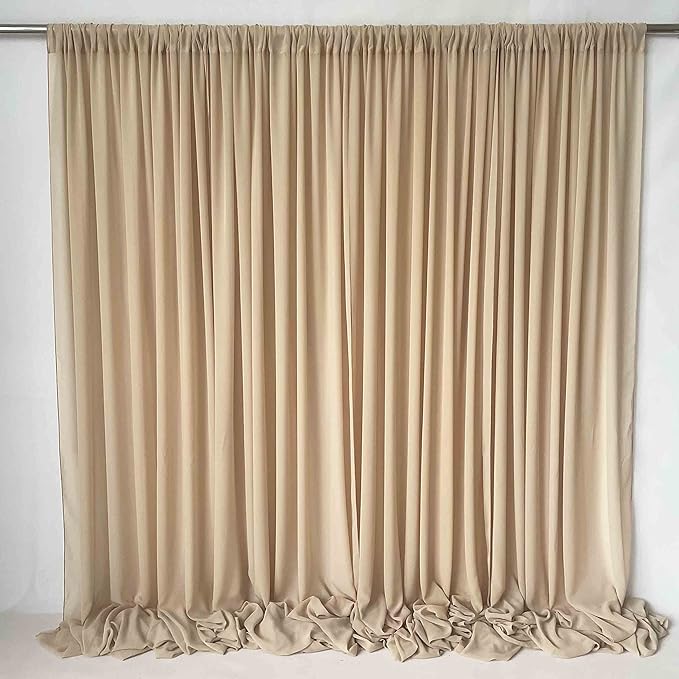 Sheer Chiffon Backdrop Curtains 10ft x 10ft(5ft x 2Panels)， Chiffon Fabric Drapes for Wedding, Long Sheer Curtain for Living Room, Arch Party Stage Decoration(Champagne/Nude/Sand, 120 x 120 Inch)