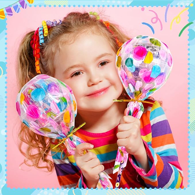 Giant Lollipop Birthday Goodie Bags, 24 Pack Lollipop Return Gifts for Birthday Party - Easter Stuffers Gifts for Kids Classroom Easter Students Gift