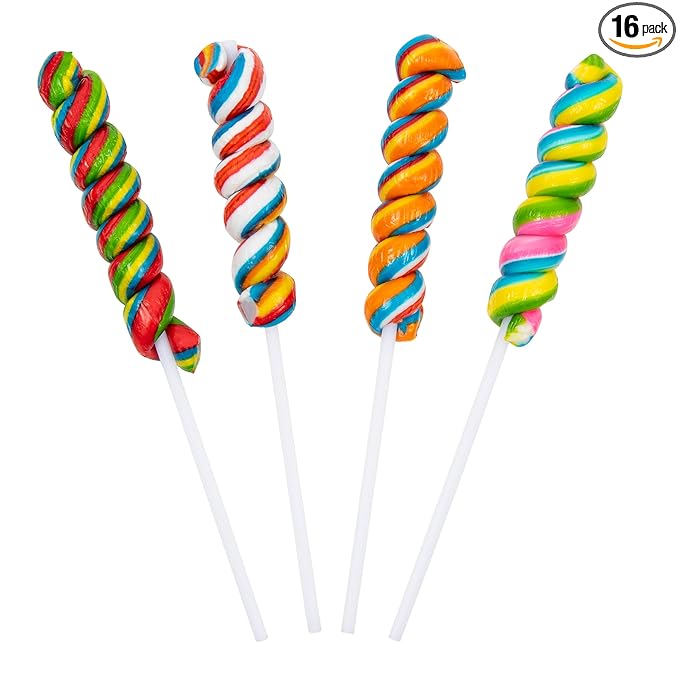 Rainbow Twisty Pops - 16 Pieces - Lollipop Party Favors