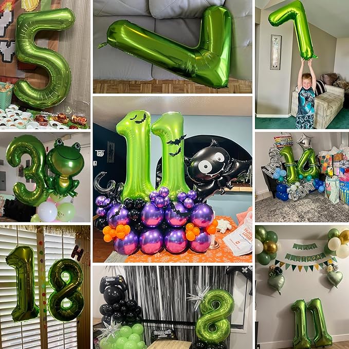 Smlpuame 40 inch Number Balloon 0-9 Green Large Number 9 Balloons,Digital Balloons for Birthday Party Celebration Decorations Supplies, Helium Foil Number Balloons for Wedding Anniversary
