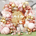 Blush Balloon Garland Kit, Nude Beige Metallic Gold and Rose Gold Confetti Latex Balloons Double Stuffed Cream Pink White Balloon Arch for Girls Wedding Baby Bridal Shower Birthday Party Decorations