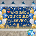 Blue Gold Who Said You Could Leave Backdrop Banner Photography Background for Retirement Farewell Going Away Leaving Coworker Goodbye Graduation Theme Party Decorations Supplies 72.8 * 43.3in