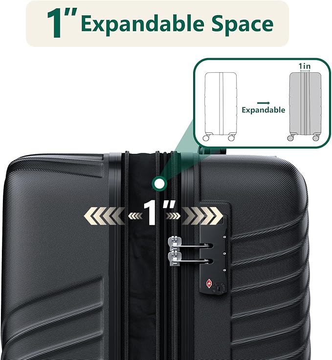 Luggage Sets 3 Piece, ABS Hardside Suitcase Set (20/24/28) with Spinner Wheels, TSA Security Lock, Airline-Approved Carry-On & Lightweight Large Checked Luggage for Business, Travel, Family Vacations
