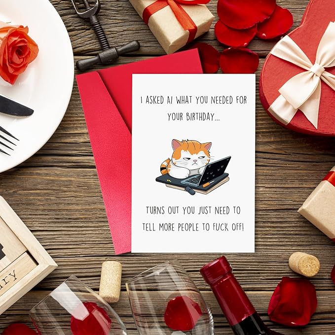 Funny Adult Humor Birthday Card, Sassy Birthday Card 8.5x 5.7 Inch with Envelope for Best Friend Coworker Gifts