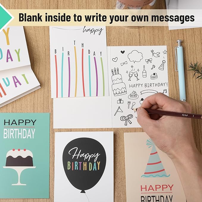 Mr. Pen- Assorted Birthday Cards with Envelopes, 120 Pack, 4" x 6", Birthday Cards Pack