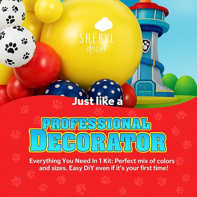 ALL-IN-1 Paw Balloons Garland Arch Kit with BONUS Dog Bone & Paw Print Balloons for Paw Birthday Decorations – Paw Balloons Backdrop, Paw Party Supplies for 3rd yo Boy