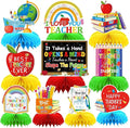 10 Pcs Teacher Appreciation Week Table Honeycomb Centerpieces Decorations, Thank You Teacher Table Centerpieces Table Topper for Teacher Day Graduation Home School Classroom Party Desk Decor