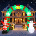 8ft Christmas Inflatable Archway Outdoor Decoration, Santa Claus and Snowman Arch Inflatable Blow up Yard Decor with Built-in LED Lights for Xmas Holiday Party Garden Lawn Decoration