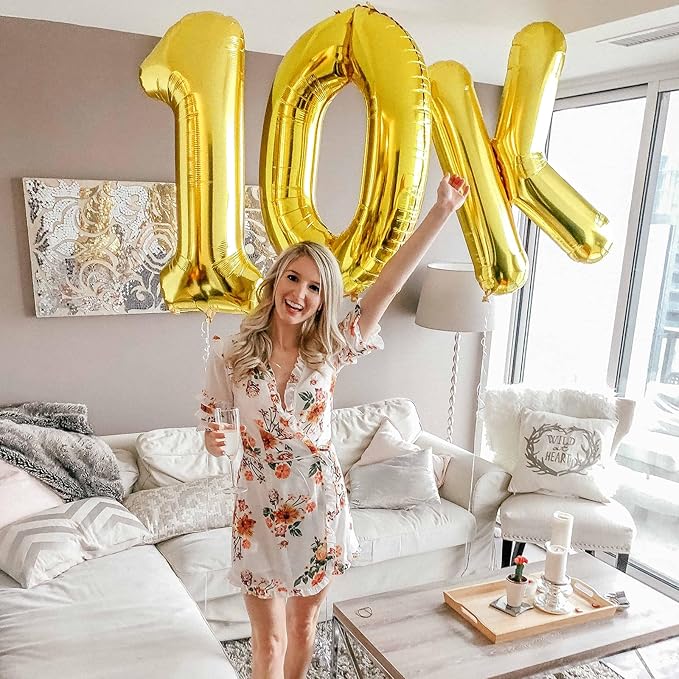 Letter Balloons Gold Party Balloon - 40 Inch Large Gold Letter K Balloon, Letter Balloon Birthday Decorations, Balloon for Women Men Anniversary Party Decorations Supplies