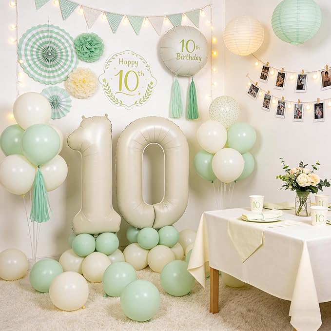 40 In Cream white Number Balloons Helium Foil Mylar Balloon Birthday Party banquet Decoration Digital 37